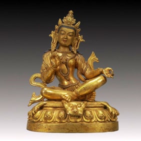 A Solemn Gilt Bronze Statue of Bodhisattva