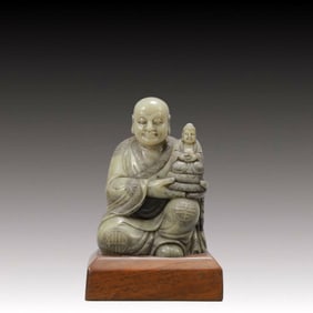 An Exquisite Shoushan Stone Statue of Arhat