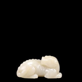 An Exquisite White Jade Unicorn Ornament