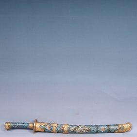 A Huge Cloisonne Lotus and Dragon Pattern Sword