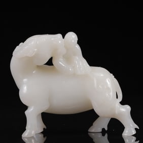 An Exquisite White Jade Buffalo Ornament