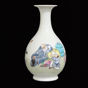 An Exquisite Famille-Rose Figure and Story Pattern Vase