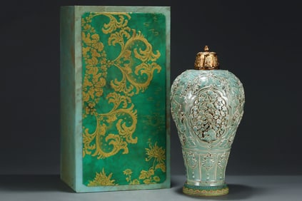 A Huge Flambe Glazed Squirrel and Grapes Pattern Bottle