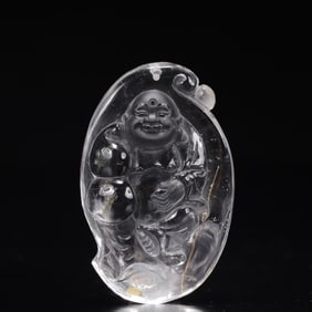 An Exquisite Crystal Statue of Maitreya Buddha Pendant