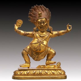 A Solemn Gilt Bronze Statue of Mammon