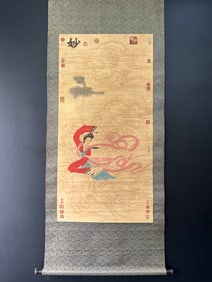 A Chinese Vertical Scroll Ink Painting of Figure on Paper