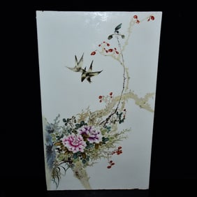 A Huge Famille-Rose Flower and Bird Pattern Porcelain Plaques
