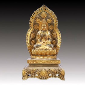 A Rare Gilt Silver Statue of Avalokitesvara