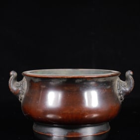 A Rare Bronze Elephant-Ears Censer