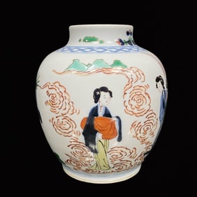 An Exquisite Wucai Figure and Story Pattern Jar