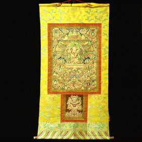 A Rare Brocade Painted Color Statue of Vajra Tangka