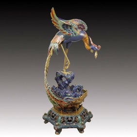 A Huge Cloisonne Phoenix Ornament,With Base