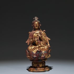 A Solemn Gilt Bronze Statue of Avalokitesvara