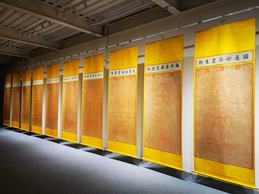 A Set of Chinese Vertical Scroll Ink Statue of Avalokitesvara on Silk