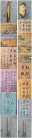 A Chinese Hand Scroll Ink Painting of Landscape and Figure on Silk
