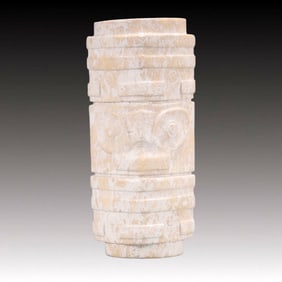 An Archaic Hongshan Culture White chicken bones Jade Cong