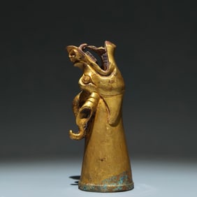 A Rare Gilt Bronze Dragon Ornament