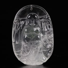 An Exquisite Crystal Statue of Maitreya Buddha Pendant