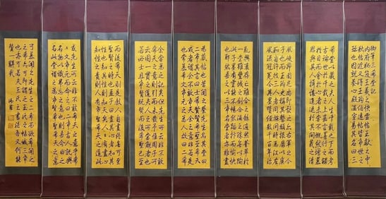A Set of Chinese Vertical Scroll Ink Calligraphy on Paper