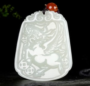 An Exquisite White Jade Kylin Pendant