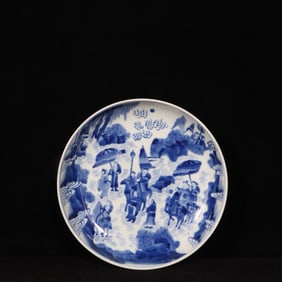 An Exquisite Blue and White Character and Story Pattern Plate