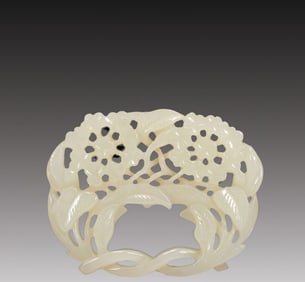 An Excellent White Jade 'Flower' Pendant