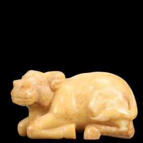 An Exquisite Hotan Jade Buffalo Ornament