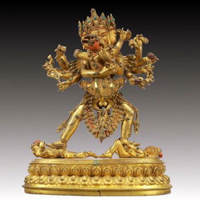 A Solemn Gilt Bronze Statue of Chakrasamvara