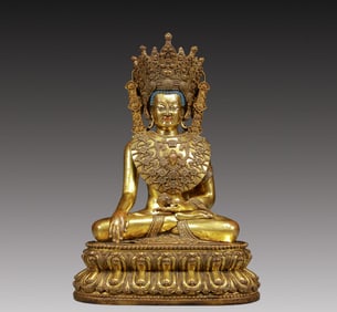 A Solemn Gilt Bronze Statue of Sakyamuni