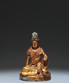 A Solemn Gilt Bronze Statue of Avalokitesvara