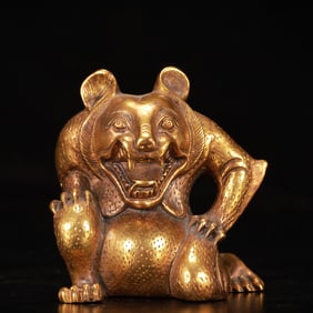 An Exquisite Gilt Bronze Bear Ornament