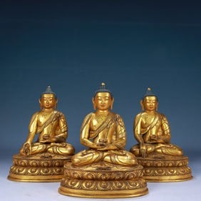 A Set of Solemn Gilt Bronze Statue of Sakyamuni