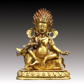 A Solemn Gilt Bronze Statue of Mammon