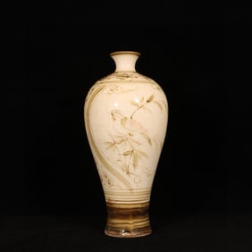 A Rare Cizhou yao Flower and Bird Pattern Vase,With Poem