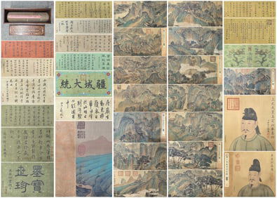 A Chinese Hand Scroll Ink Painting of Landscape and Figure on Silk,Li Sixun