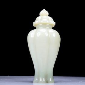 A Precious White Jade Vase And Cover