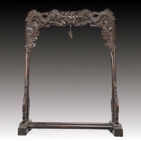 An Exquisite Zitanwood Dragon Pattern Brush Holder