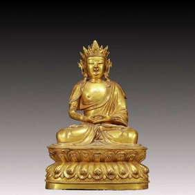 A Solemn Gilt Bronze Statue of Sakyamuni