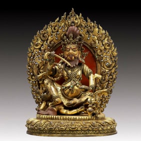 A Solemn Gilt Bronze Statue of Mammon