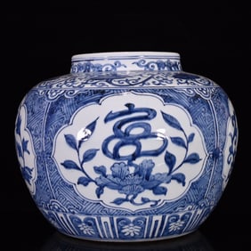 A Rare Blue and White Flower Pattern Jar