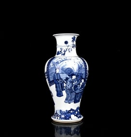A Rare Blue and White Character and Story Pattern Vase