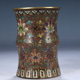An Exquisite Cloisonne Lotus Pattern Brush Pot