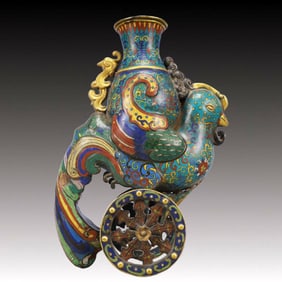 An Exquisite Cloisonne Phoenix Vase