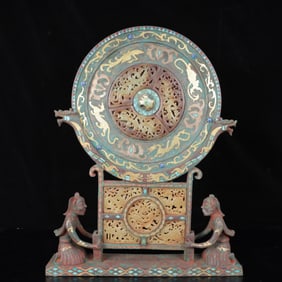 An Archaic Bronze Inlaid Gold and Silver Dragon Pattern Mirror