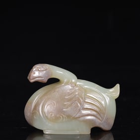 An Exquisite White Jade Goose Ornament