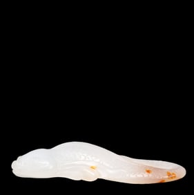 An Exquisite White Jade Giant Salamander Ornament