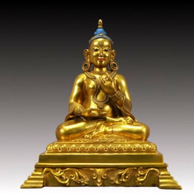 A Solemn Gilt Bronze Statue of Avalokitesvara
