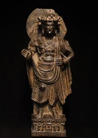 A Solemn Schistose Statue of Gandhara