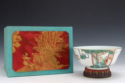 An Exquisite Famille-Rose Character and Story Pattern Bowl