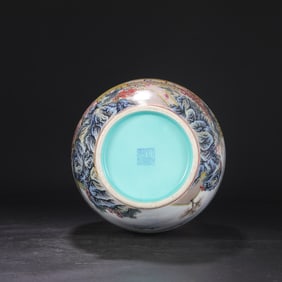 An Exquisite Ru yao Sky Blue Glazed Cover with Silver Phoenix-Ears Vase